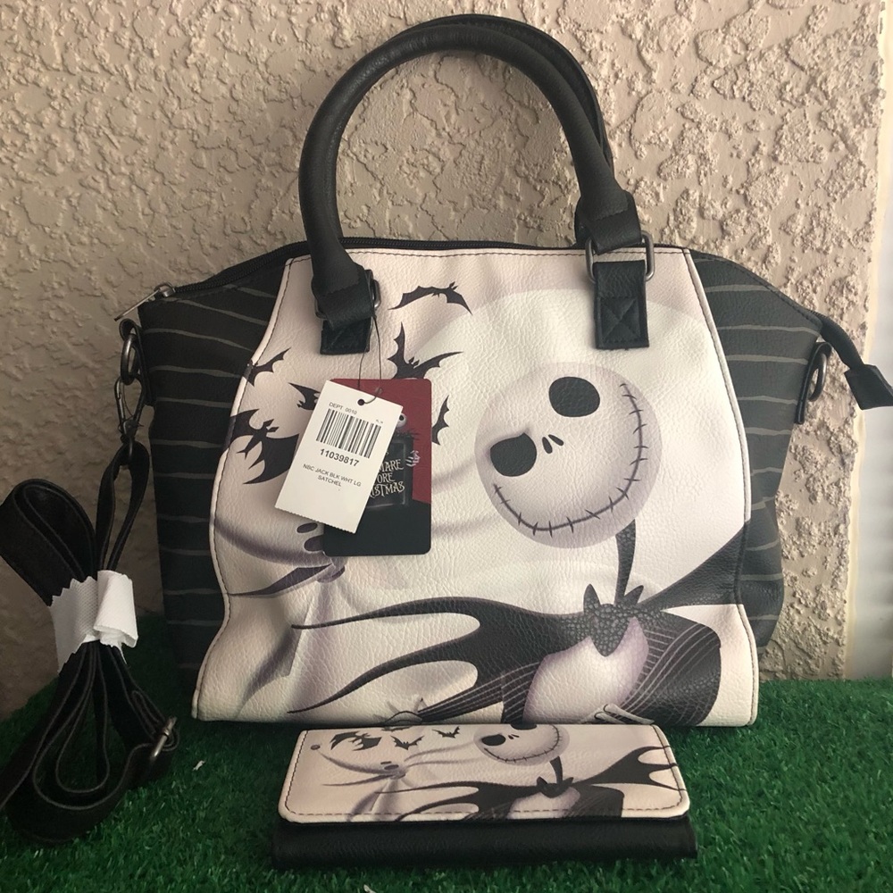 LOUNGEFLY The Nightmare Before Christmas Satchel Purse Bag & Wallet Set